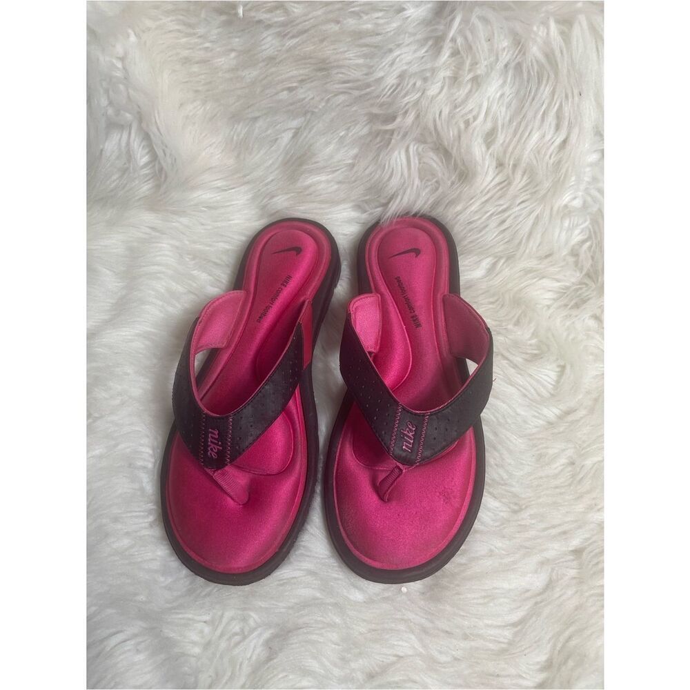 Nike Comfort Footbed Women's Hot Pink and Black Thong Sandals SZ10